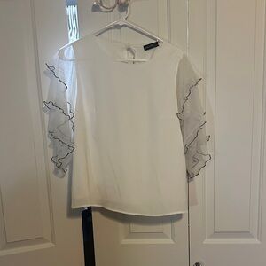 Elegant White Sheer Sleeve Top